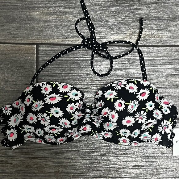 NWT California Waves Bikini Top Juniors' Small Padded Daisy Duke + Polka Dots S - Picture 7 of 12